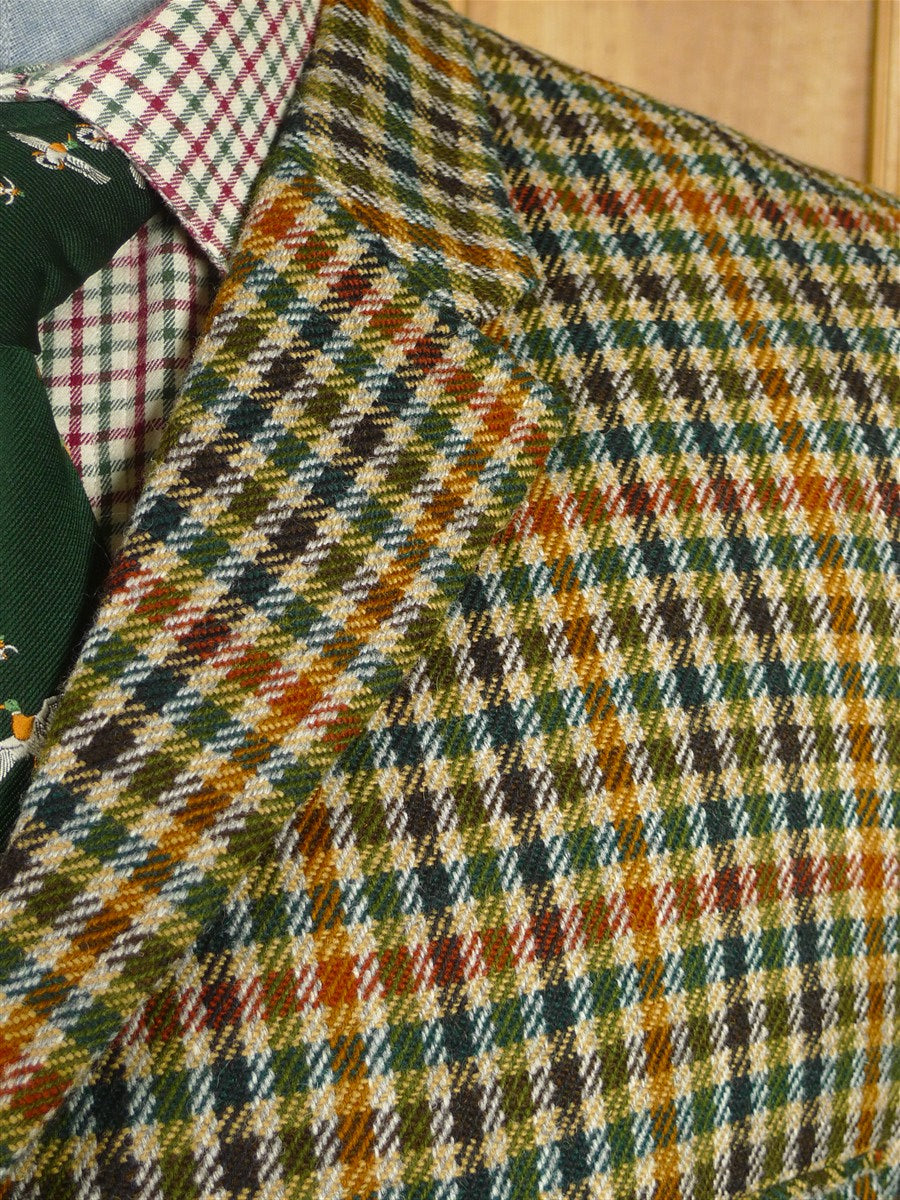 26/0199 fabulous 1950s 1960s vintage british bold gun check tweed jacket w/ beautiful detailing 43 regular