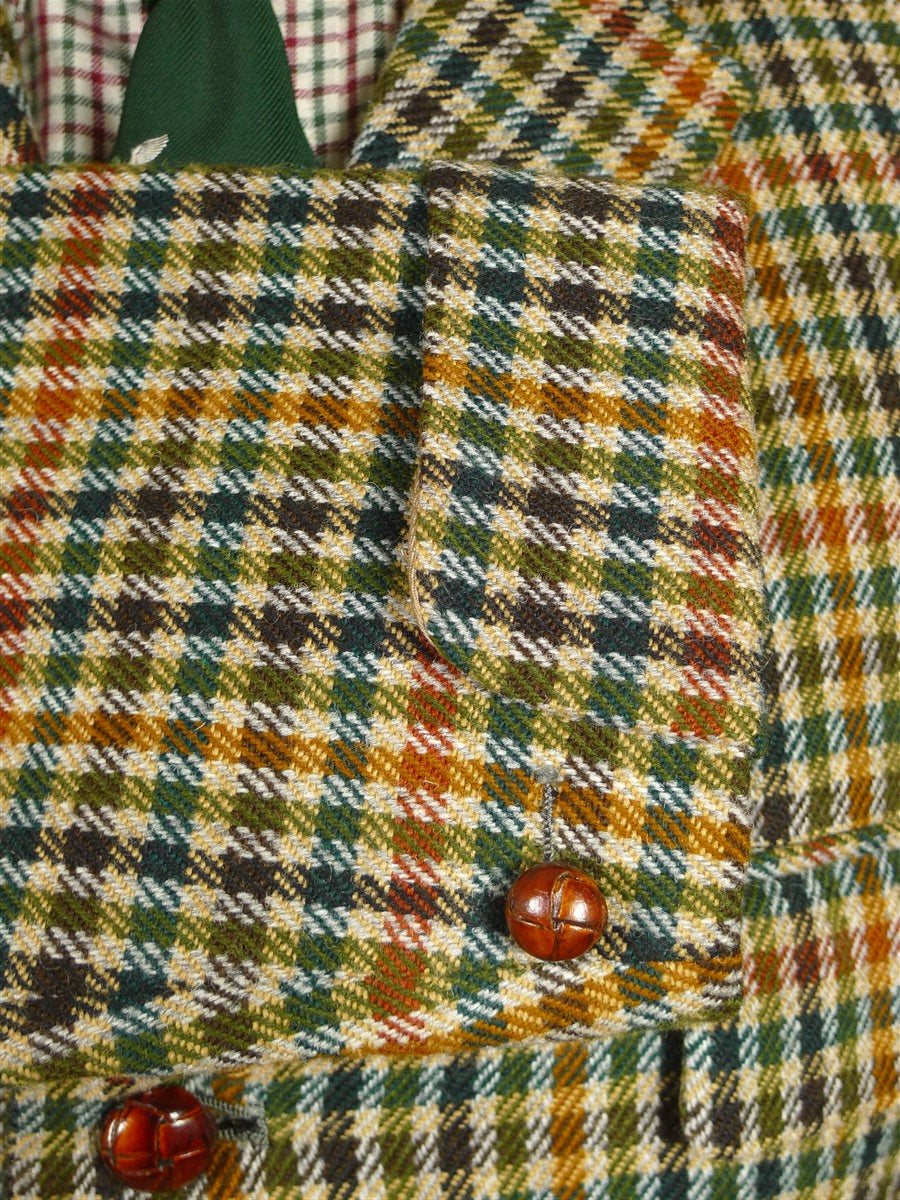 26/0199 fabulous 1950s 1960s vintage british bold gun check tweed jacket w/ beautiful detailing 43 regular