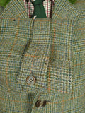 26/0201 immaculate 1950s 1960s vintage irish tweed green glen check coat overcoat w/ velvet collar 44-45