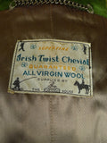 26/0201 immaculate 1950s 1960s vintage irish tweed green glen check coat overcoat w/ velvet collar 44-45