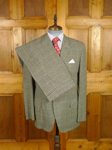 26/0218 beautiful genuine 1950s 1960s vintage immaculate green / brown gun check thornproof twist tweed suit 41 regular