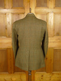 26/0224 superb vintage heavyweight harry hall tweed hacking jacket w/ ghillie collar & poacher pocket 43 long