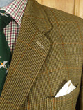 26/0224 superb vintage heavyweight harry hall tweed hacking jacket w/ ghillie collar & poacher pocket 43 long