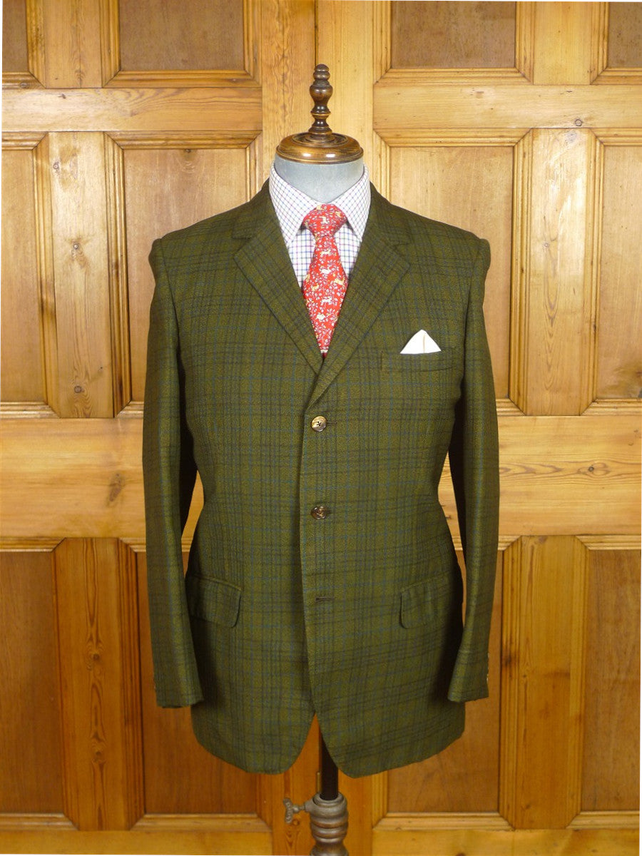 26/0226 vintage aquascutum london green glen check heavyweight twist tweed suit 40 regular