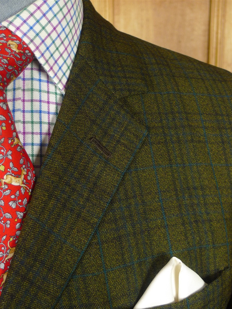 26/0226 vintage aquascutum london green glen check heavyweight twist tweed suit 40 regular