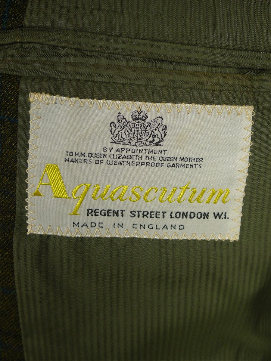 26/0226 vintage aquascutum london green glen check heavyweight twist tweed suit 40 regular
