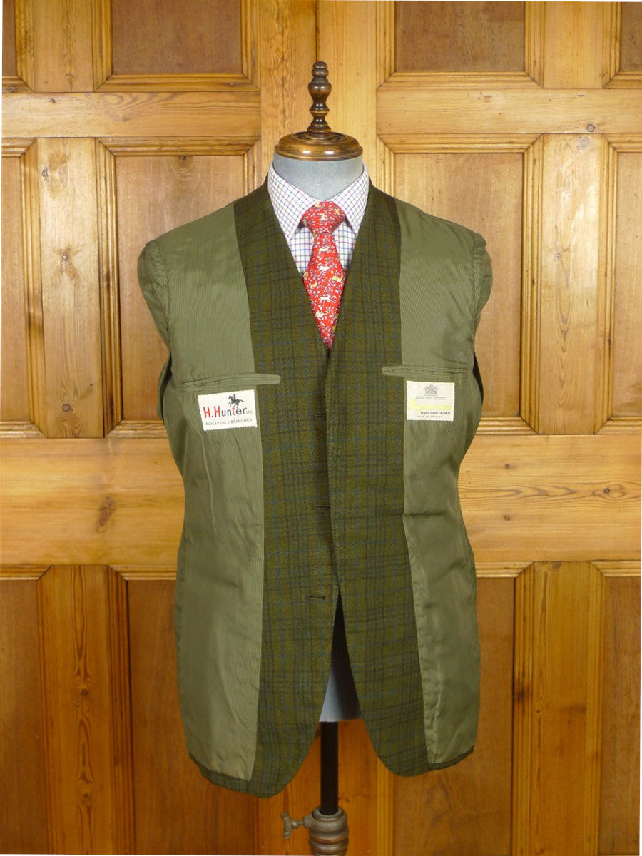 26/0226 vintage aquascutum london green glen check heavyweight twist tweed suit 40 regular