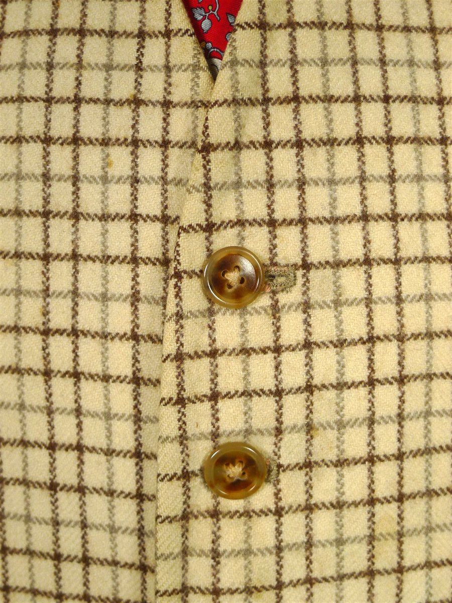 26/0228 wonderful 1940s 1950s vintage harry hall cream / brown tattersall check wool country waistcoat 40