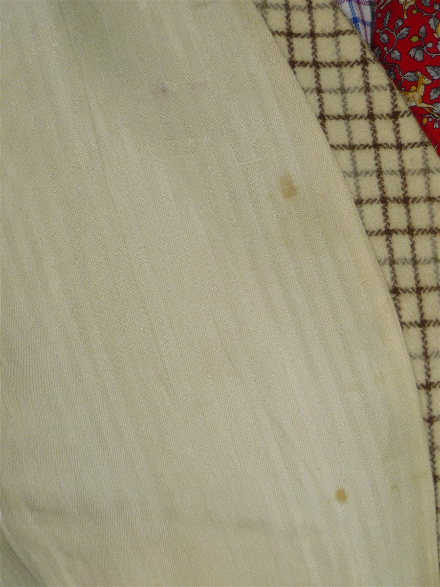 26/0228 wonderful 1940s 1950s vintage harry hall cream / brown tattersall check wool country waistcoat 40