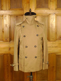 26/0230 nearly new aquascutum tan brown d/b lightweight pea coat raincoat w/ faux fur collar 38