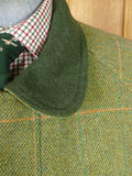 26/0235 immaculate extra-heavyweight isaac walton's custom grade green wp check shooting field coat 44