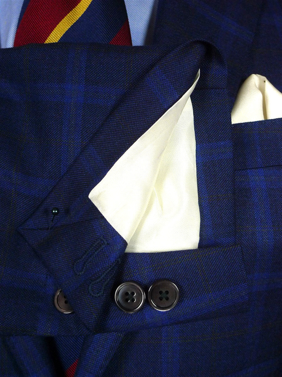 26/0233 mint unworn aquascutum london wool & 15% silk blue wp check unlined sports jacket blazer 38 regular