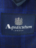26/0233 mint unworn aquascutum london wool & 15% silk blue wp check unlined sports jacket blazer 38 regular