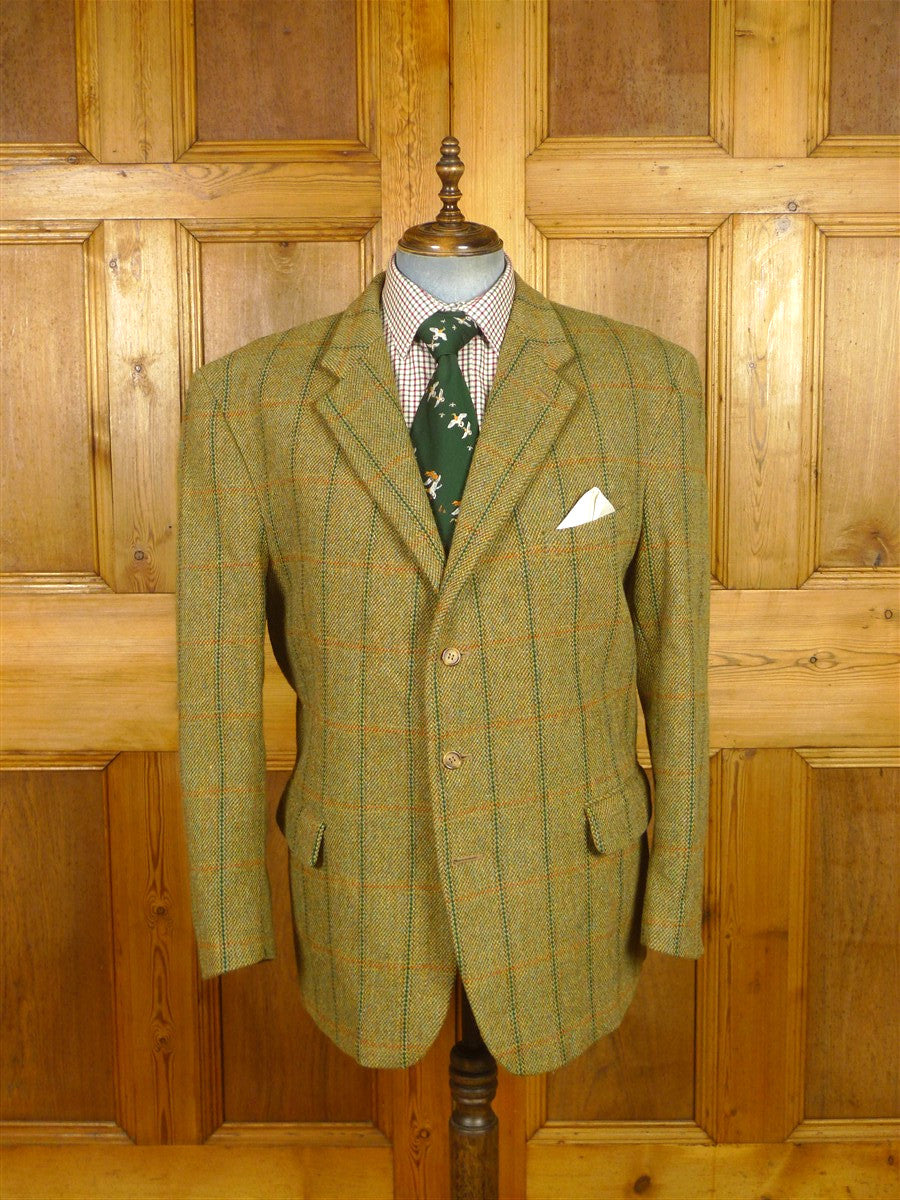 26/0244 p&j haggart of aberfeldy heavyweight green wp check tweed shooting jacket w/ action back 50 short to regular