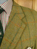 26/0244 p&j haggart of aberfeldy heavyweight green wp check tweed shooting jacket w/ action back 50 short to regular