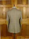 26/0245 immaculate daks signature brown gun check tweed sports jacket blazer w/ suede trims & ghillie collar 40 regular