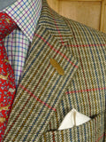 26/0245 immaculate daks signature brown gun check tweed sports jacket blazer w/ suede trims & ghillie collar 40 regular