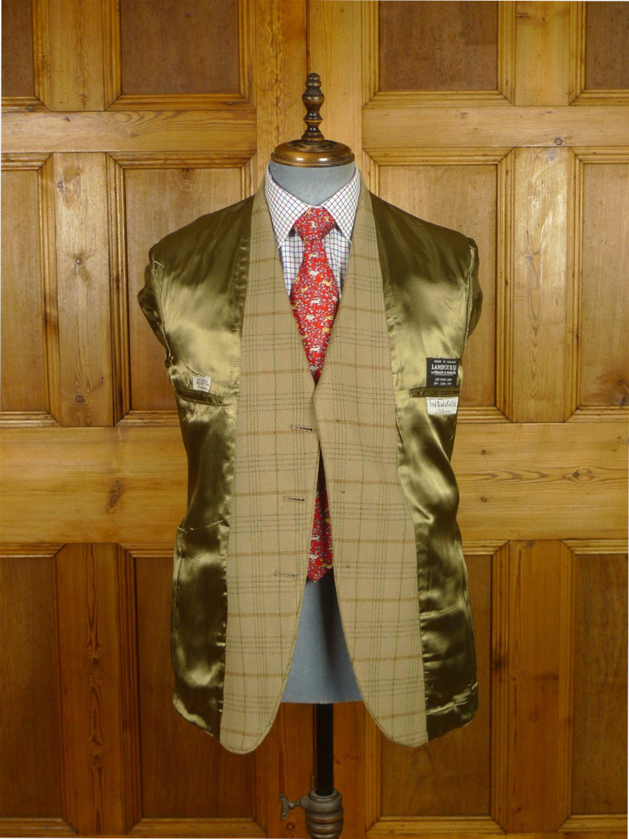 26/0246 immaculate lambourne fawn wp check heavyweight cavalry twill country jacket 38-39 short to regular