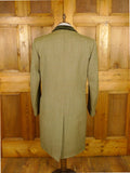 26/0243 fabulous vintage swaine adeney heavyweight green keepers tweed covert coat overcoat w/ velvet collar 43-44