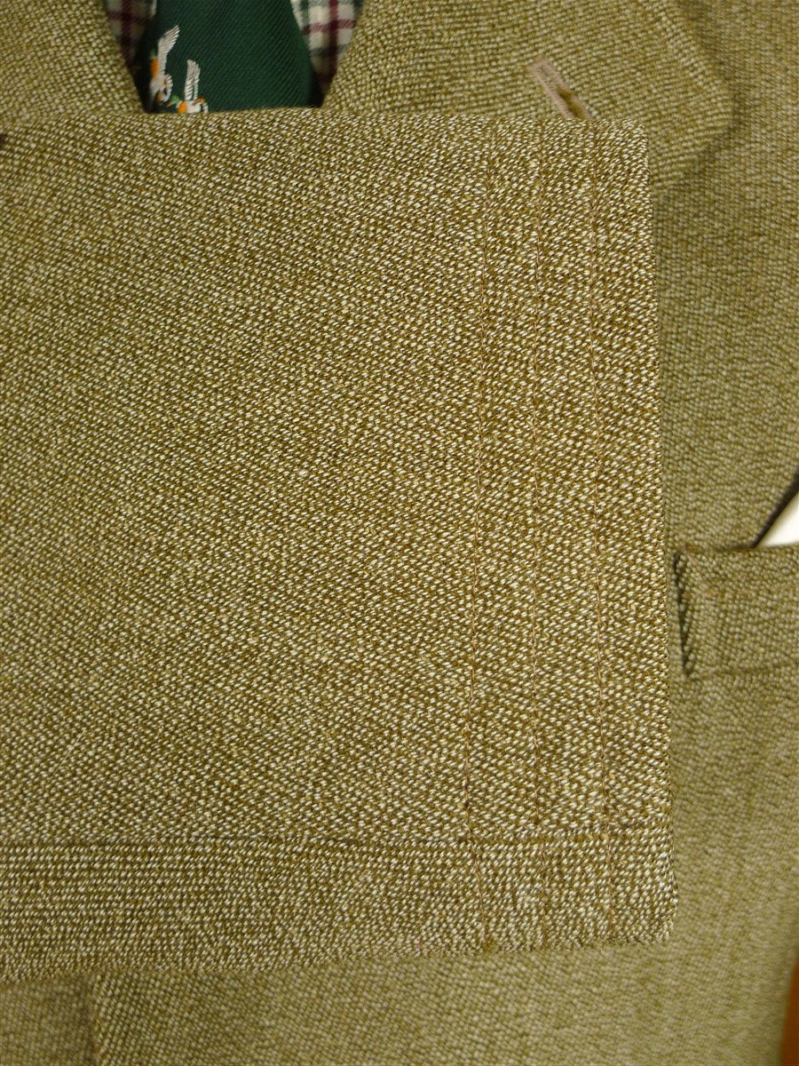 26/0243 fabulous vintage swaine adeney heavyweight green keepers tweed covert coat overcoat w/ velvet collar 43-44