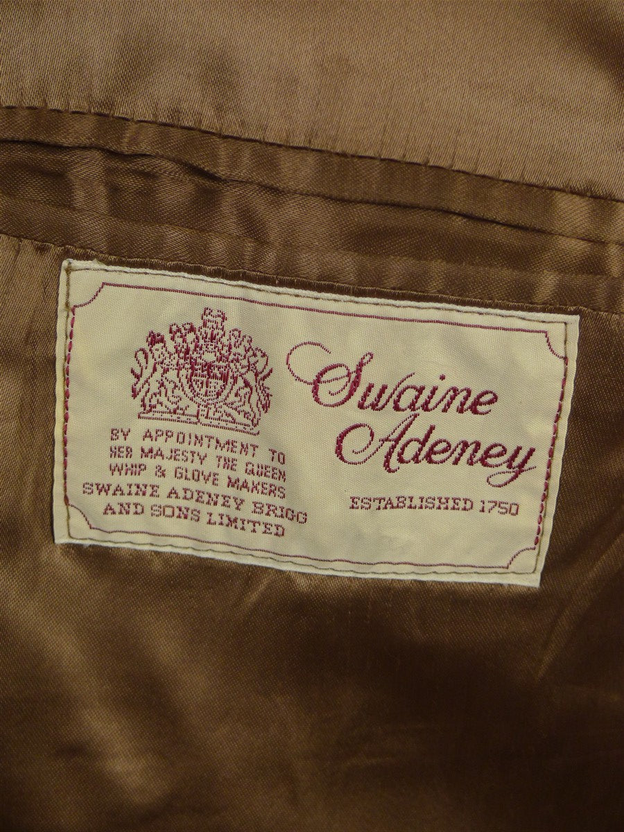 26/0243 fabulous vintage swaine adeney heavyweight green keepers tweed covert coat overcoat w/ velvet collar 43-44