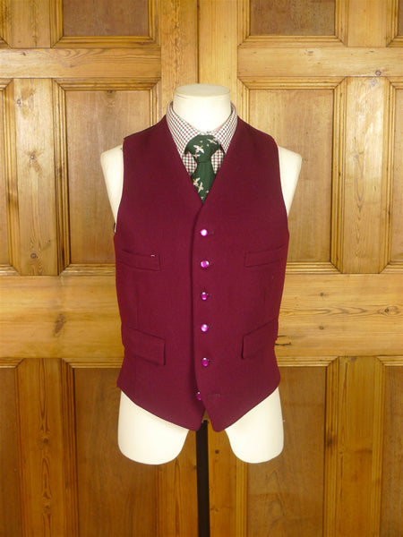 26/0239 immaculate lambourne burgundy red doeskin wool country waistcoat 38