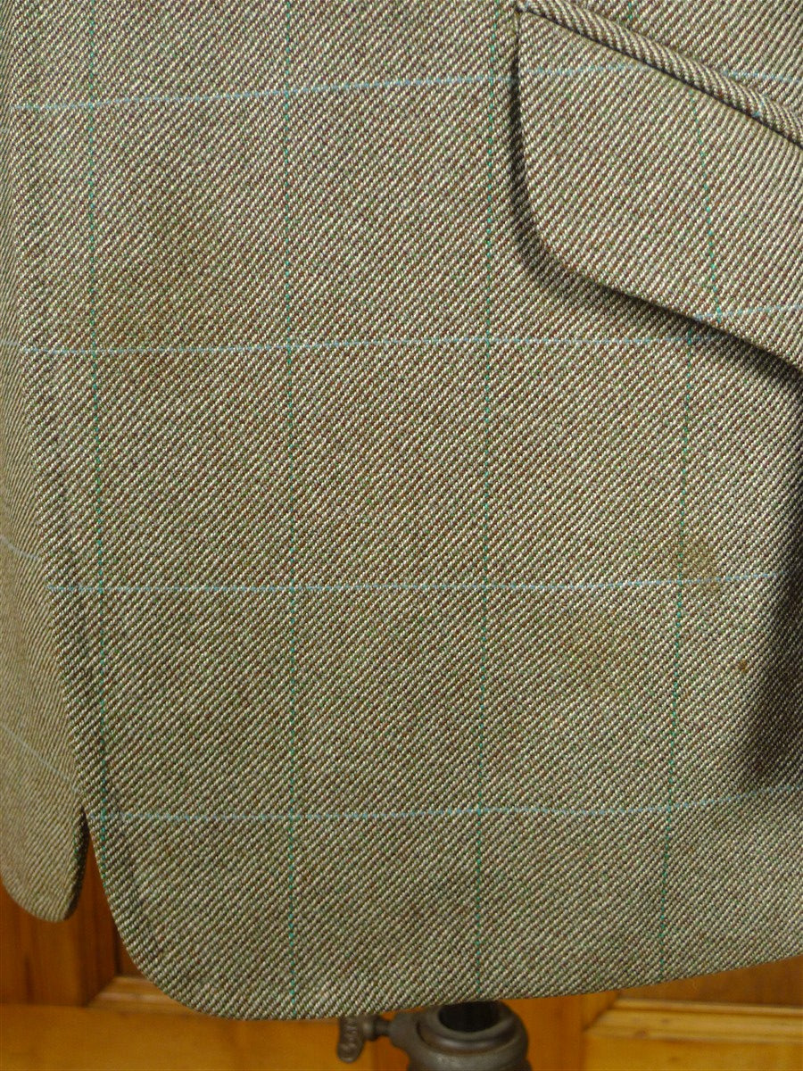 26/0250 vintage 1982 wells of mayfair savile row bespoke green wp check heavyweight tweed suit 40-41 regular