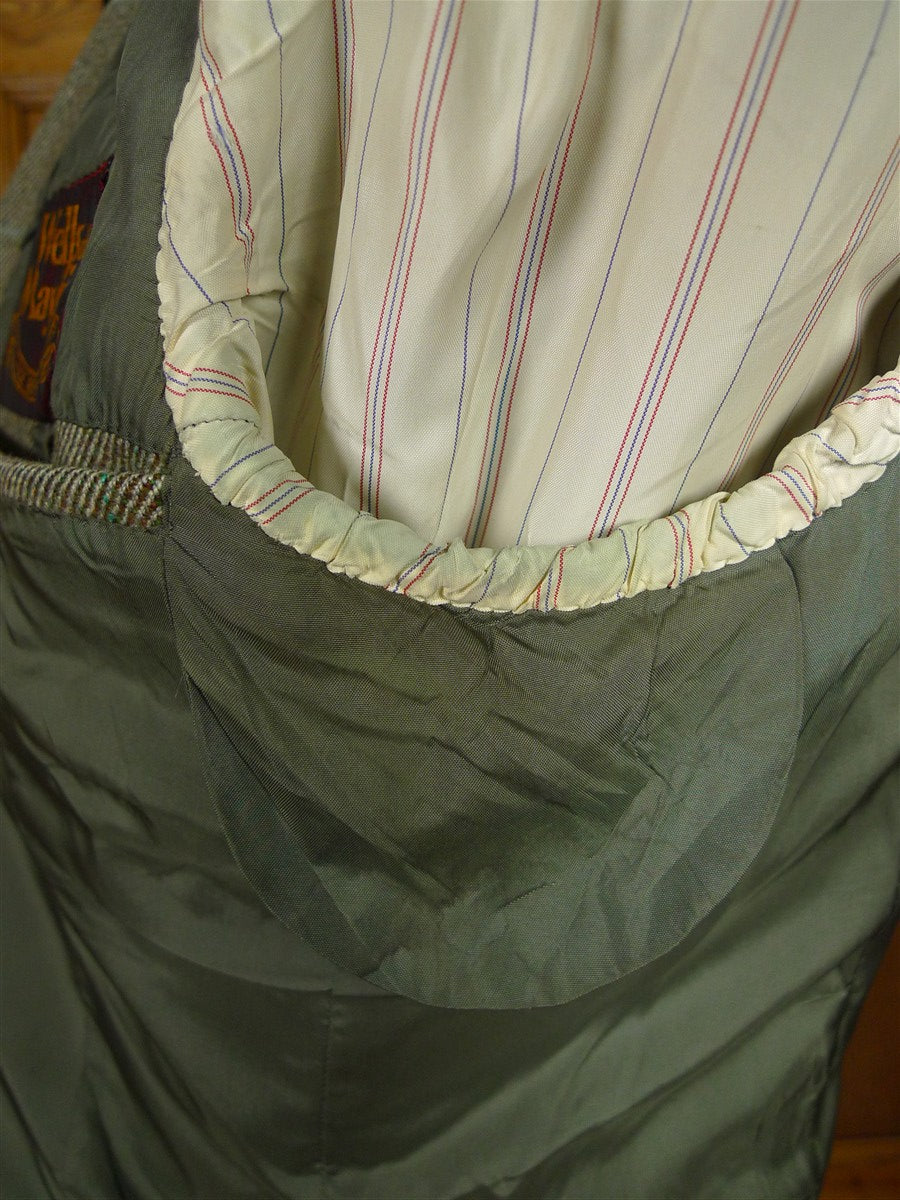 26/0250 vintage 1982 wells of mayfair savile row bespoke green wp check heavyweight tweed suit 40-41 regular