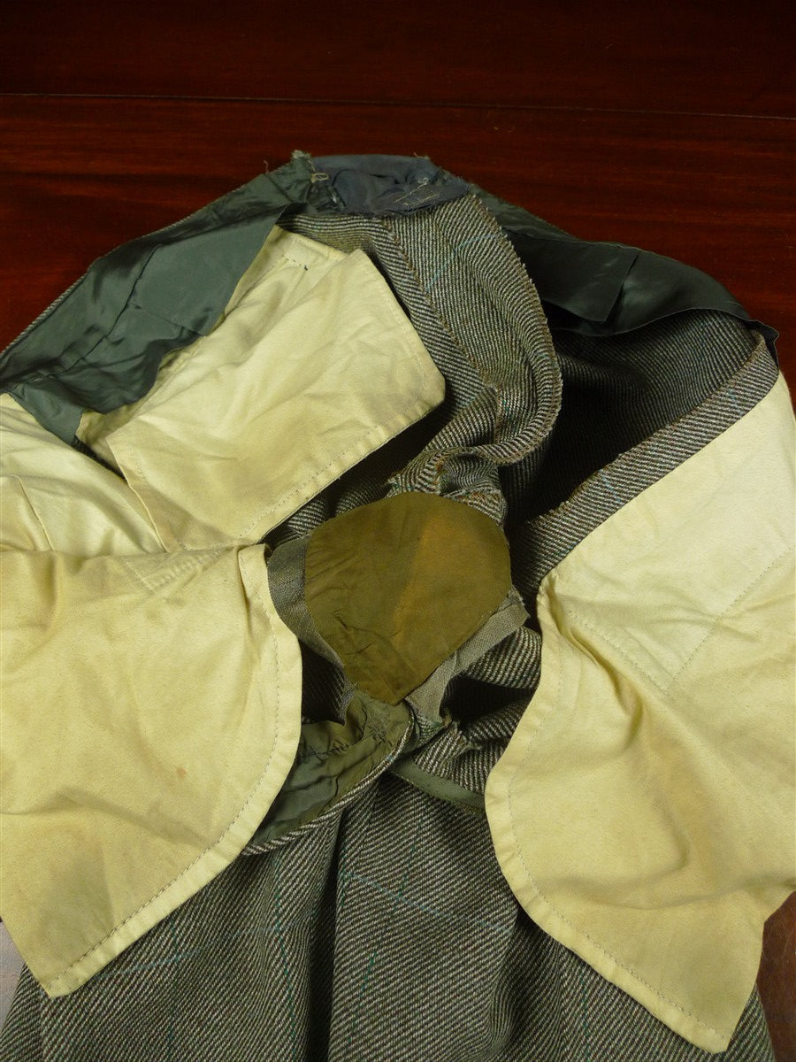 26/0250 vintage 1982 wells of mayfair savile row bespoke green wp check heavyweight tweed suit 40-41 regular