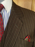 26/0251 wonderful 1979 vintage wells of mayfair savile row bespoke brown multi-stripe suit w/ paisley linings 39 regular