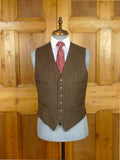 26/0251 wonderful 1979 vintage wells of mayfair savile row bespoke brown multi-stripe suit w/ paisley linings 39 regular