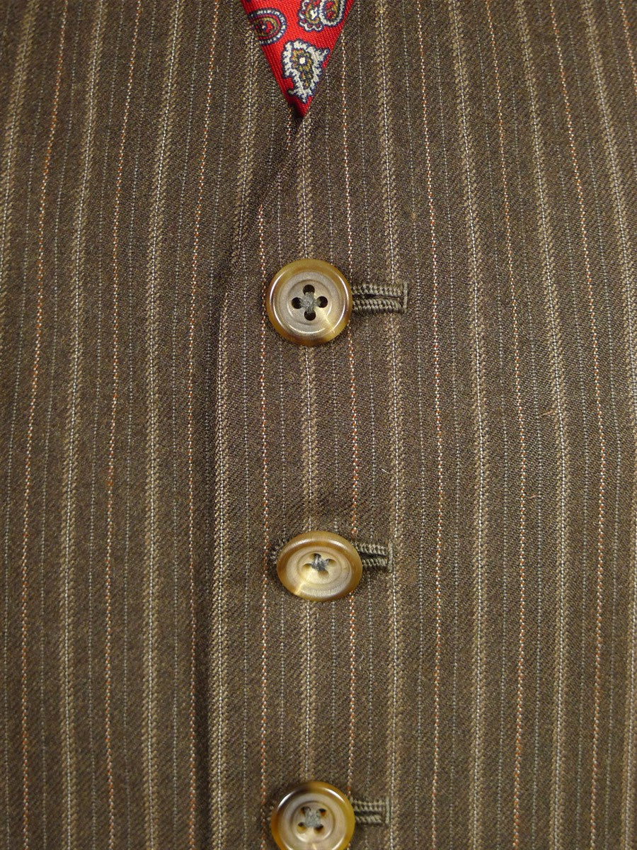 26/0251 wonderful 1979 vintage wells of mayfair savile row bespoke brown multi-stripe suit w/ paisley linings 39 regular
