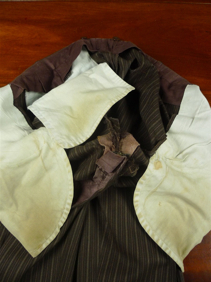 26/0251 wonderful 1979 vintage wells of mayfair savile row bespoke brown multi-stripe suit w/ paisley linings 39 regular