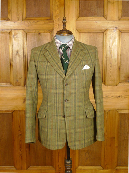 26/0253 immaculate vintage british brown wp check cavalry twill country jacket 40 short to regular