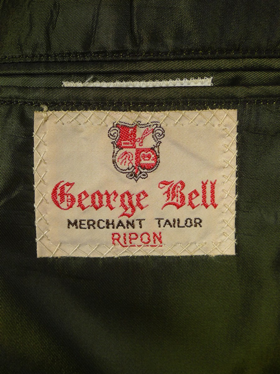 26/0255 exceptional vintage british green / brown gun check heavyweight cavalry twill country jacket w/ ghillie collar 38 short to regular