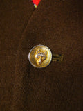 26/0256 immaculate vintage british khaki doeskin wool country waistcoat w/ fox head buttons 40