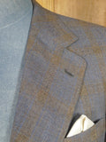 26/0257 vintage aquascutum london grey / brown check wool suit 42 regular