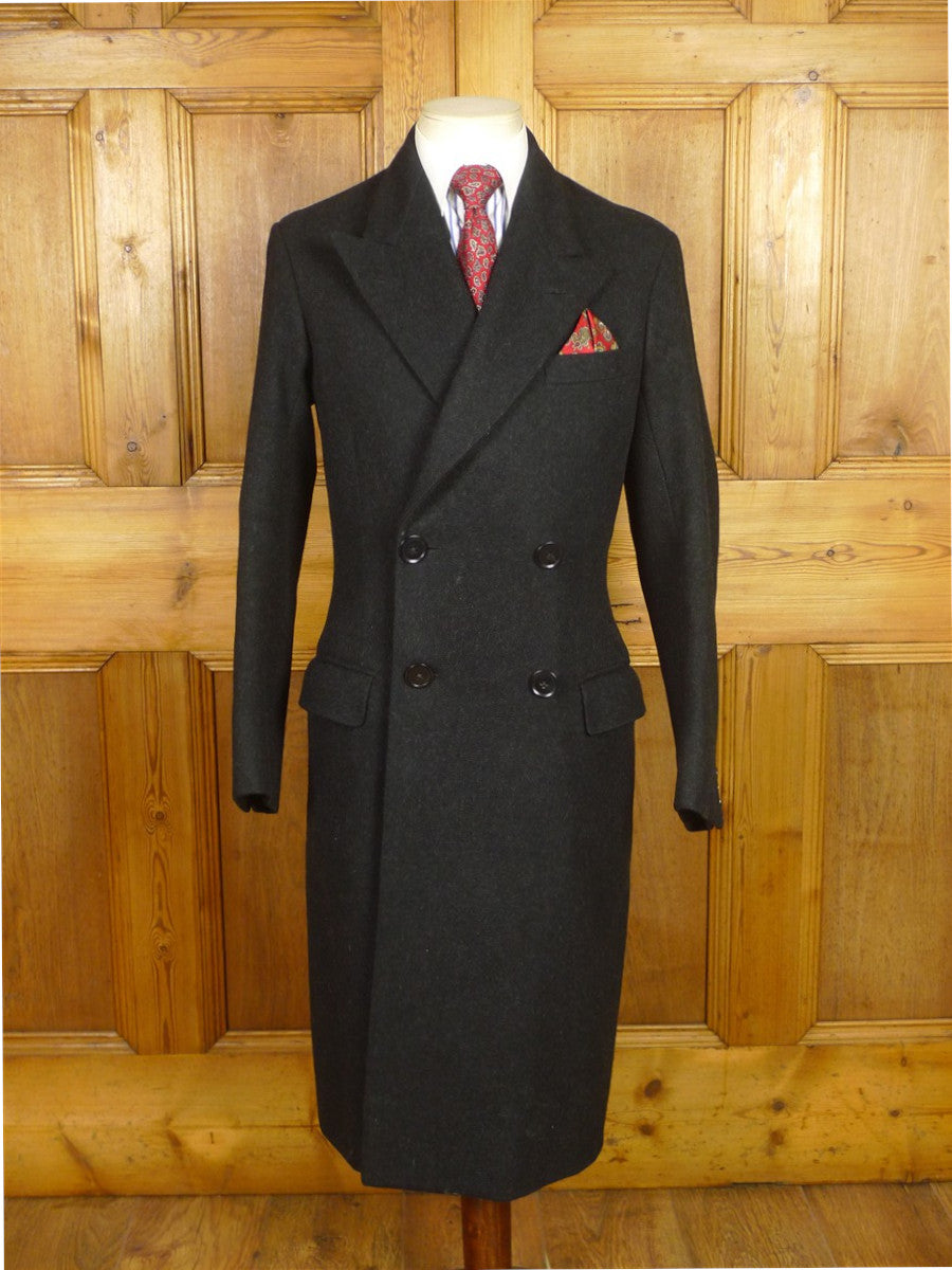 26/0262 exceptional nr immaculate 1962 vintage savile row bespoke extra-heavyweight d/b charcoal grey 'king' coat overcoat 34-36