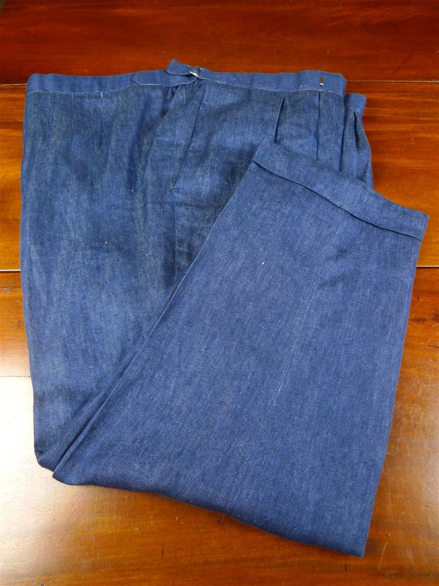 26/0267 immaculate italian bespoke blue linen lightweight trouser 45
