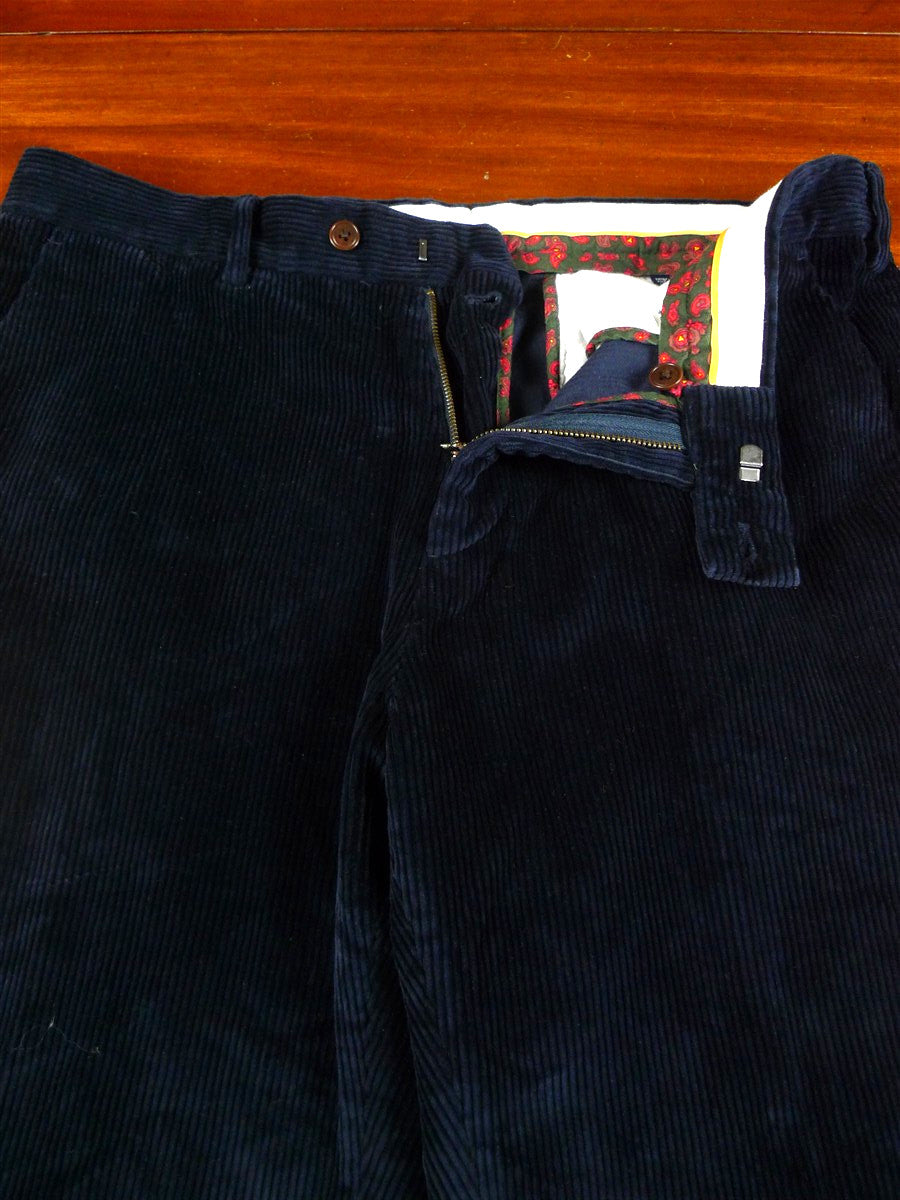 26/0282 immaculate british navy blue slim-fit corduroy country trouser 36