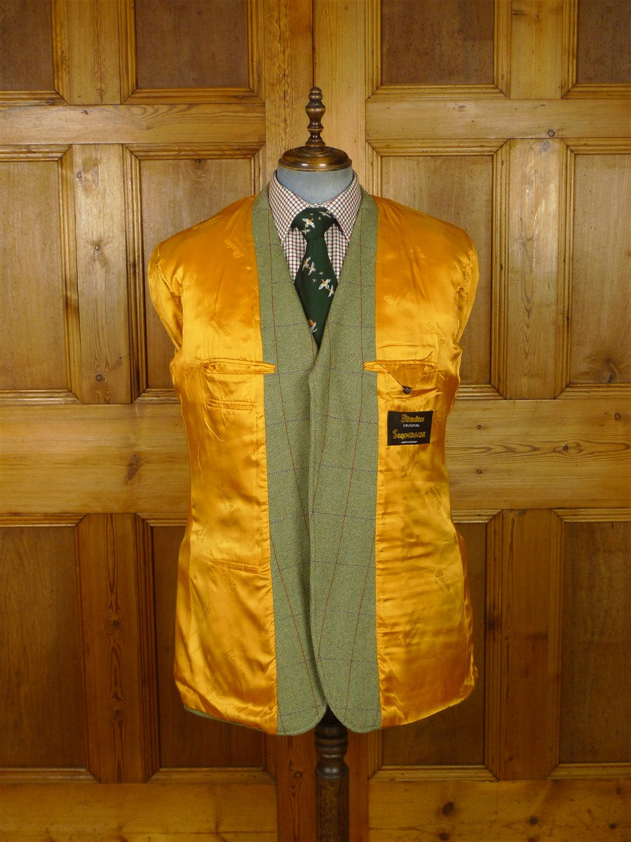 26/0271 immaculate bladen original green wp check tweed hacking jacket rrp £450 46 long