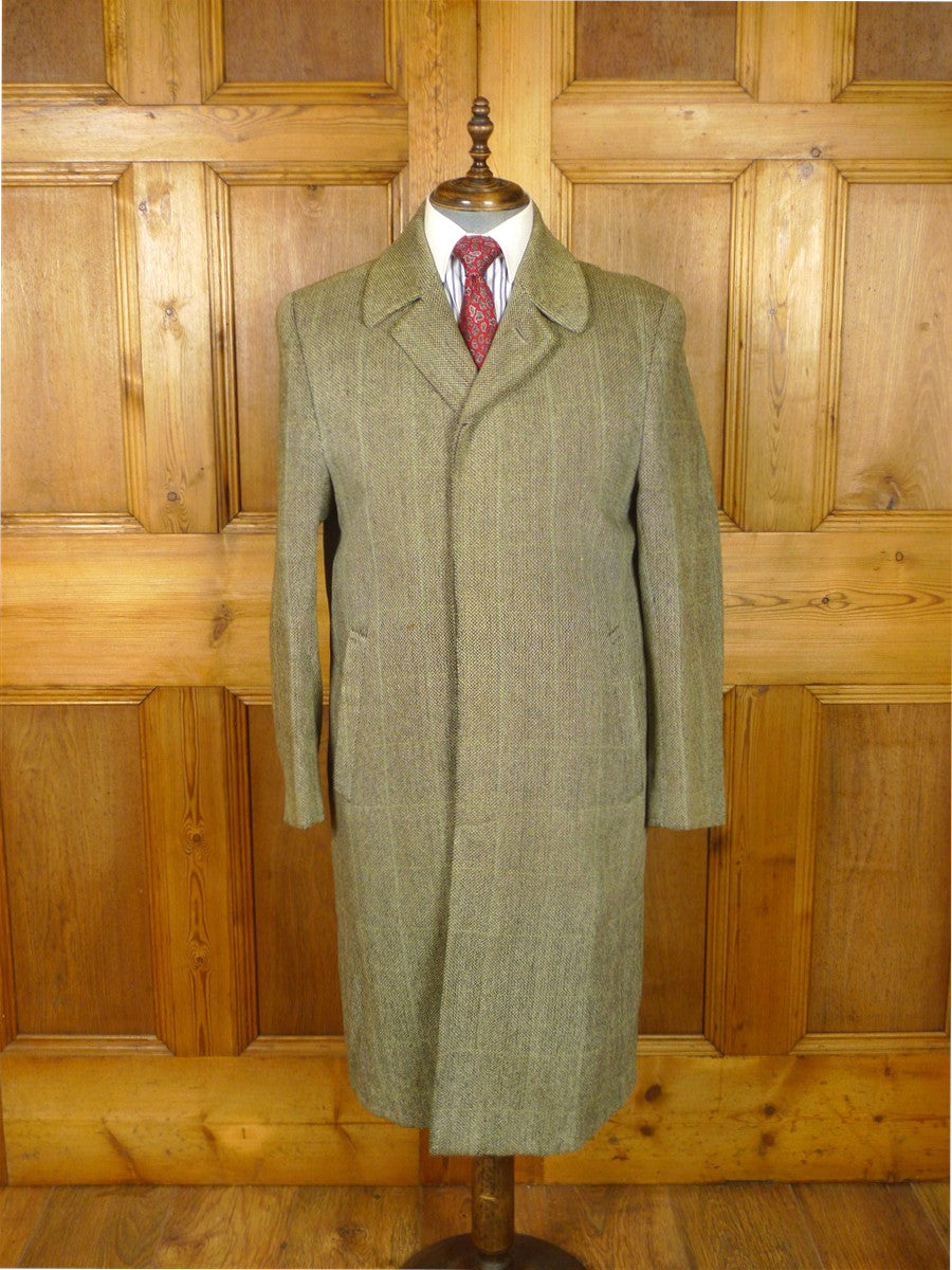 26/0272 vintage wells of mayfair savile row wp check tweed coat overcoat 40