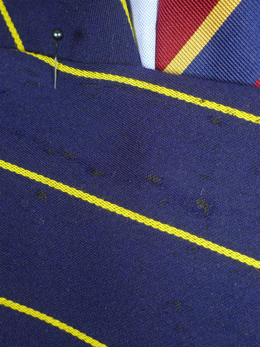 26/0284 wonderful vintage british navy blue / yellow stripe wool & cotton boating blazer 40 regular