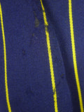 26/0284 wonderful vintage british navy blue / yellow stripe wool & cotton boating blazer 40 regular