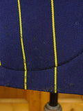 26/0284 wonderful vintage british navy blue / yellow stripe wool & cotton boating blazer 40 regular