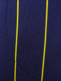 26/0284 wonderful vintage british navy blue / yellow stripe wool & cotton boating blazer 40 regular