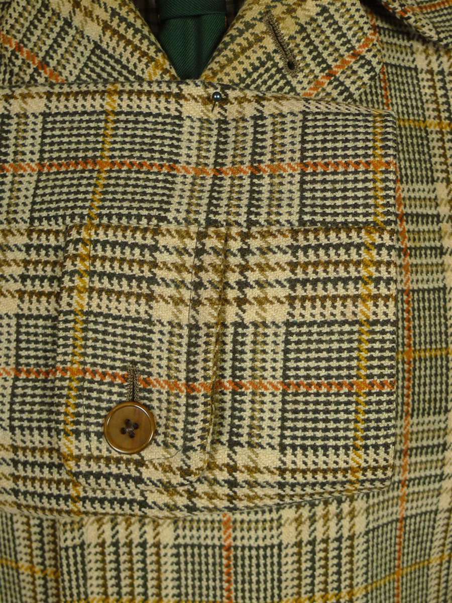 26/0290 fabulous vintage daks glen check tweed raglan coat overcoat 38-40