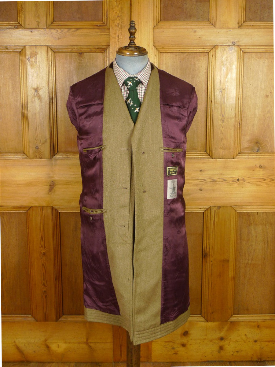 26/0291 cordings piccadilly fox bros cloth venetian wool covert coat overcoat w/ velvet collar 36-38