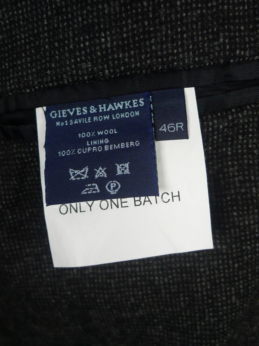 26/0288 immaculate 2009 gieves & hawkes savile row grey fine check wool blazer w/ horn buttons 44 regular
