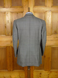 26/0300 vintage dege & skinner savile row bespoke grey / blue prince of wales check suit w/ 2 pair trs 44 long